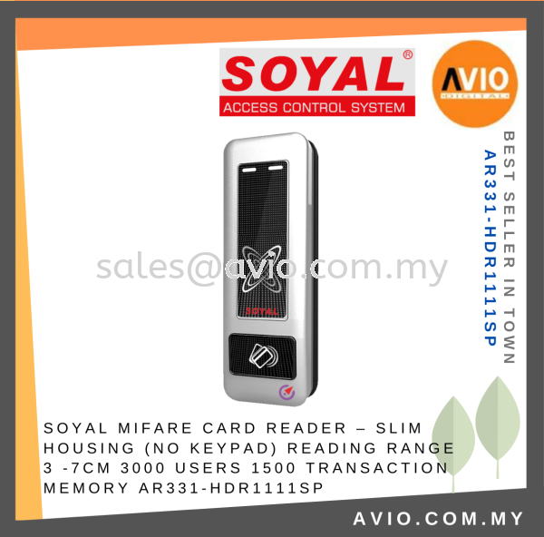 Soyal Door Access Mifare MF Card Keypad Reader Slim non Keypad Range 3-7CM 3000 Users Support AR716EV AR331-HDR1111SP SOYAL Johor Bahru (JB), Kempas, Johor Jaya Supplier, Suppliers, Supply, Supplies | Avio Digital