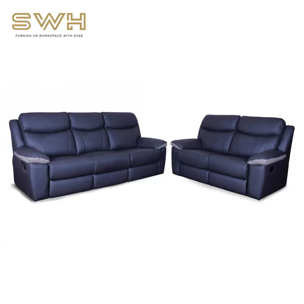 Custom Made Sofa with Recliner | Fabric Half Leather Sofa 