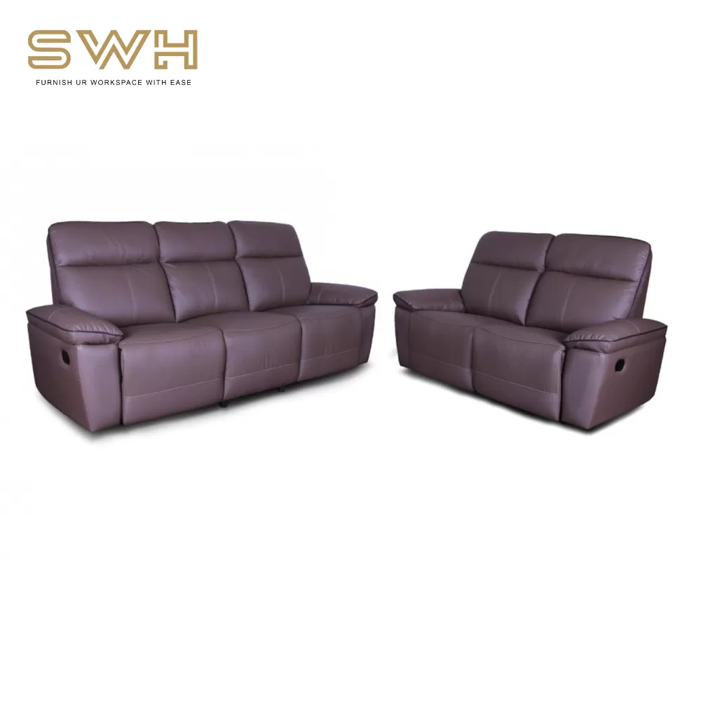 Custom Made Sofa with Recliner | Fabric Half Leather Sofa 