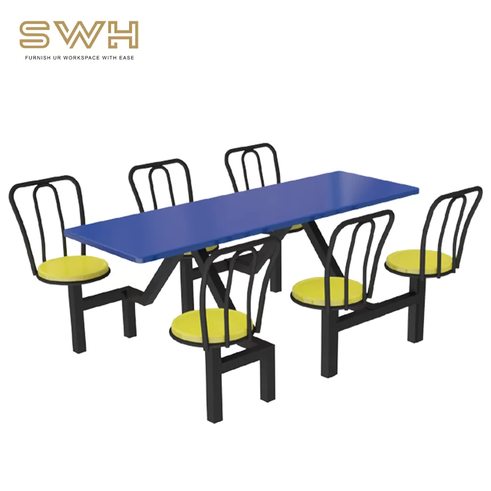 Canteen Set Table and Chair 6 Seater Rectangle Table 