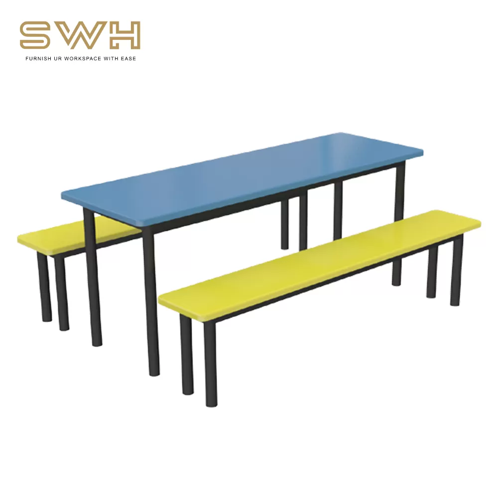 Canteen Set Table and Chair 6 Seater Rectangle Table | Cafe Furniture Penang