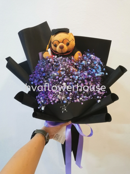 Baby Breath with M Bear Graduation Bouquet Johor Bahru (JB), Malaysia, Ulu Tiram Supplier, Suppliers, Supply, Supplies | HV A Flower House