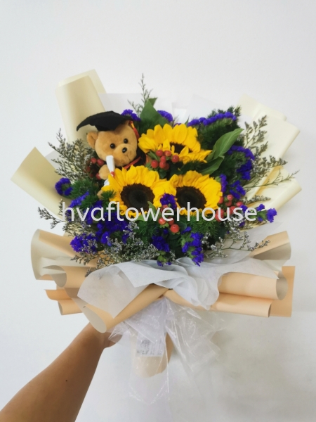 Graduation Sun Flower 01 Graduation Bouquet Johor Bahru (JB), Malaysia, Ulu Tiram Supplier, Suppliers, Supply, Supplies | HV A Flower House