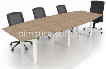 Boat shape meeting table with square metal leg