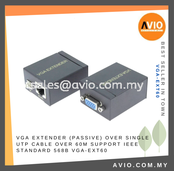 VGA Extender Passive Over RJ45 Single UTP Lan Network Cable Over 60M 60 Meter TX and RX no Power Required VGA-EXT60 CCTV ACCESSORIES AVIO Johor Bahru (JB), Kempas, Johor Jaya Supplier, Suppliers, Supply, Supplies | Avio Digital