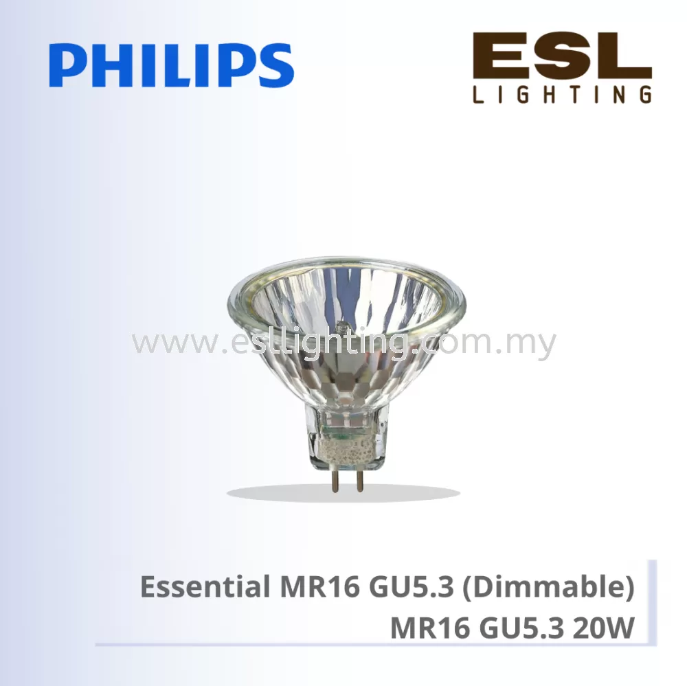 PHILIPS HALOGEN BULB Essential MR16 GU5.3 20W (Dimmable) 36D 12V 1CT/10X5F  924049517186 Selangor, Malaysia, Kuala Lumpur (KL), Seri Kembangan  Supplier, Suppliers, Supply, Supplies | E S L Lighting (M) Sdn Bhd