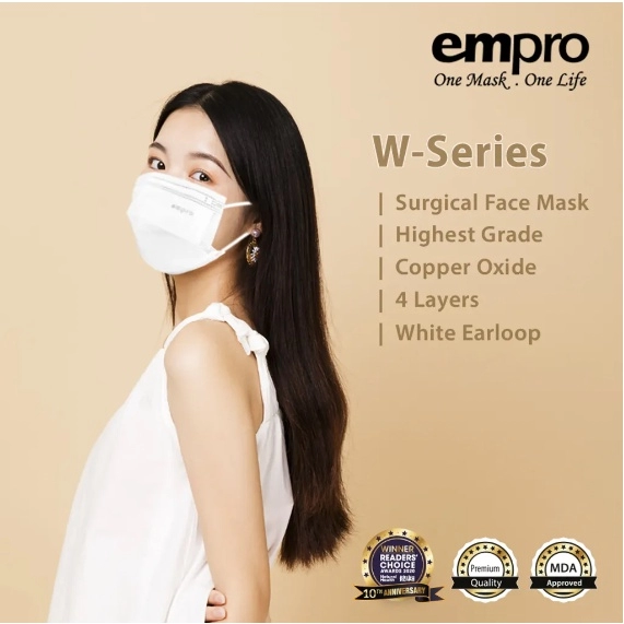 EMPRO W Series Copper Oxide White 4 Ply Mask - 30pcs