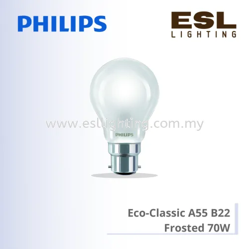 PHILIPS Eco Classic B22 70W 240V A55 FROSTED 925700945504