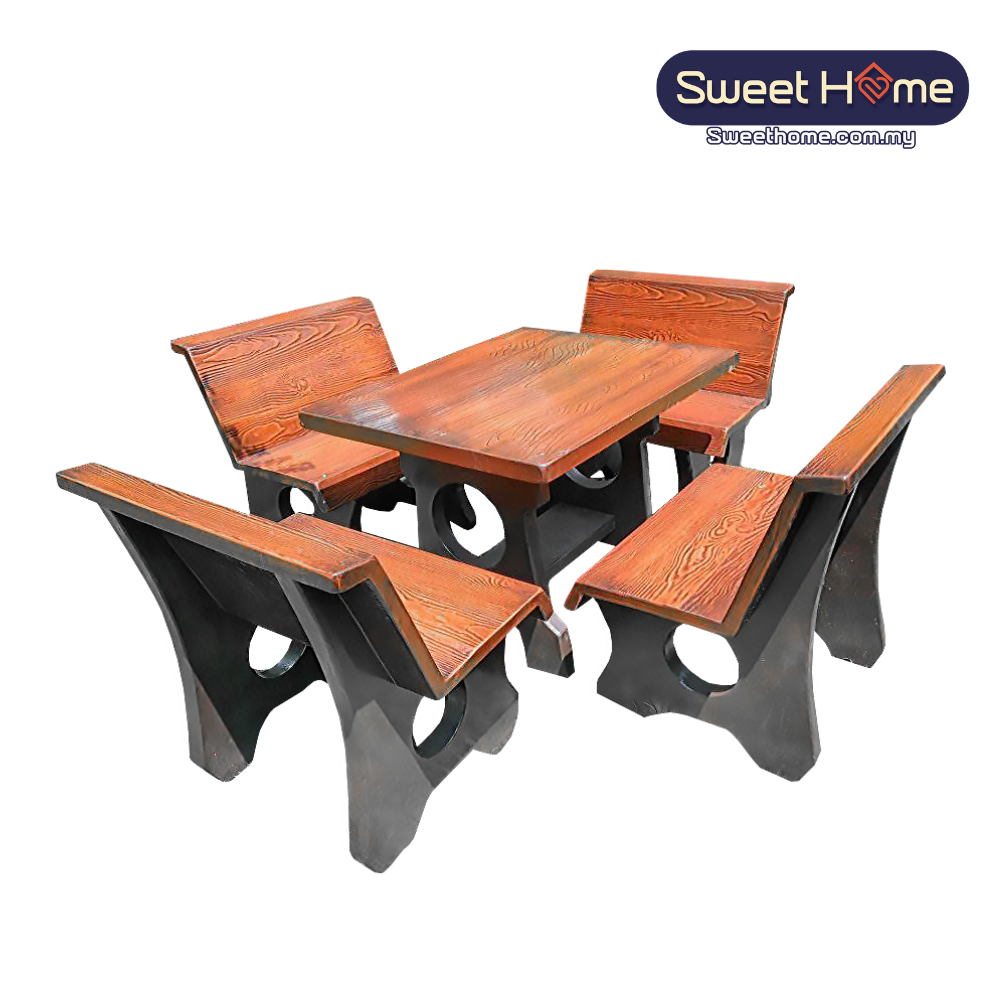 (Discontinued) Stone Bench and Table Wood Design | Outdoor Furniture