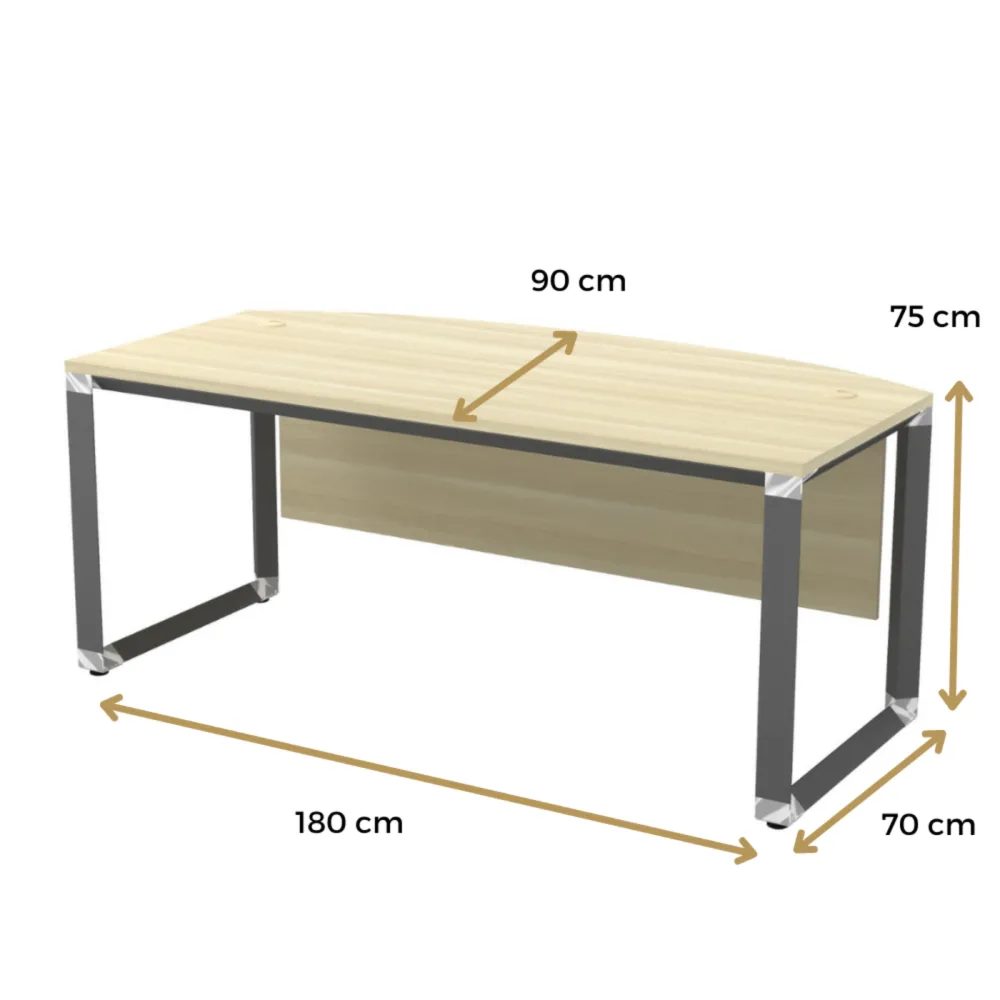 Curve-Front Executive Table With Wooden Front Panel|Office Table Penang ...