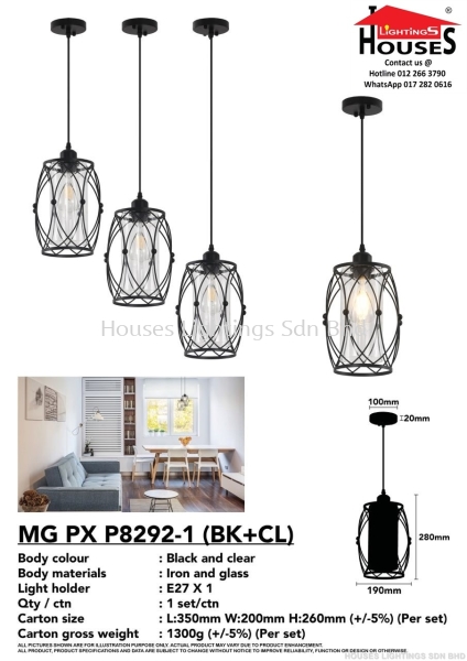 HANGING 8292-1 Single Pendant Indoor Pendant Light  Pendant Light Selangor, Malaysia, Kuala Lumpur (KL), Puchong Supplier, Suppliers, Supply, Supplies | Houses Lightings Sdn Bhd