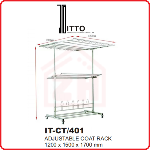 ITTO Adjustable Coat Rack IT-CT/401 ITTO COAT RACK BATHROOM ACCESSORIES BATHROOM Johor Bahru (JB), Kulai, Malaysia Supplier, Suppliers, Supply, Supplies | Zhin Heng Hardware & Trading Sdn Bhd