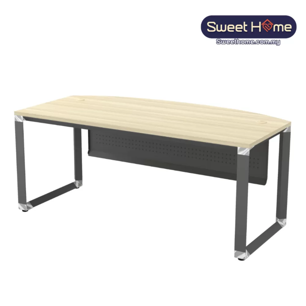  Curve-Front Executive Table With Metal Front Panel | Office Table Penang