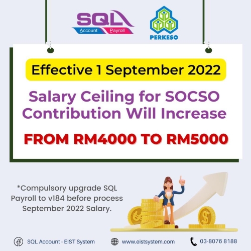 SQL Payroll - Socso Contribution Increase