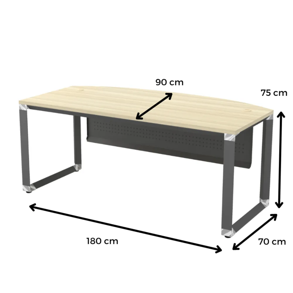 Curve-Front Executive Table With Metal Front Panel | Office Table ...