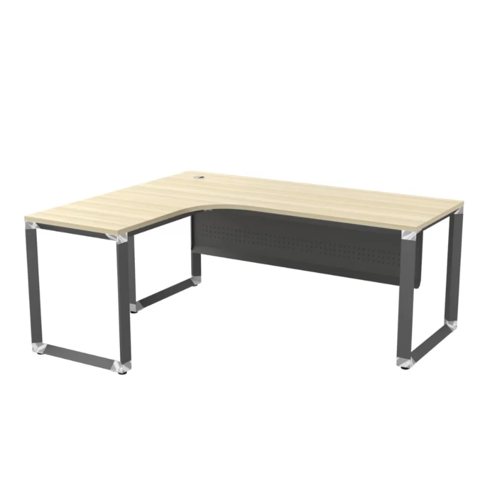 L-Shape Manager Table With Metal Front Panel｜Office Table Penang