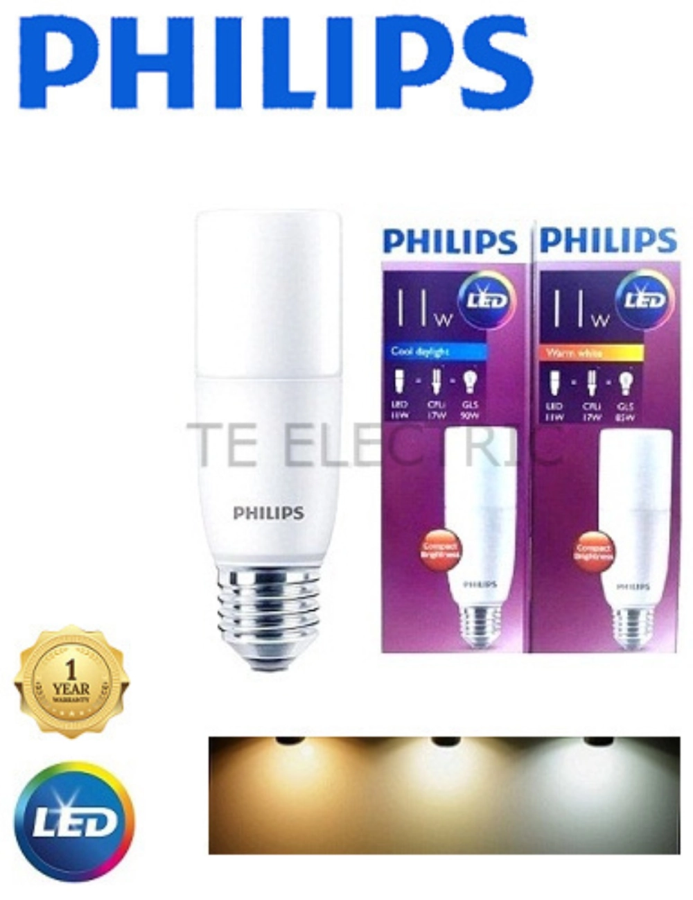 PHILIPS LED STICK BULB E27 7.5W / 9.5W / 11W READY STOCK 6500K / 3000K DAYLIGHT WARMWHITE