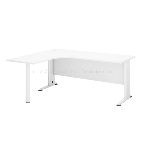 HADI L-SHAPE OFFICE TABLE WITH METAL POLE STAND