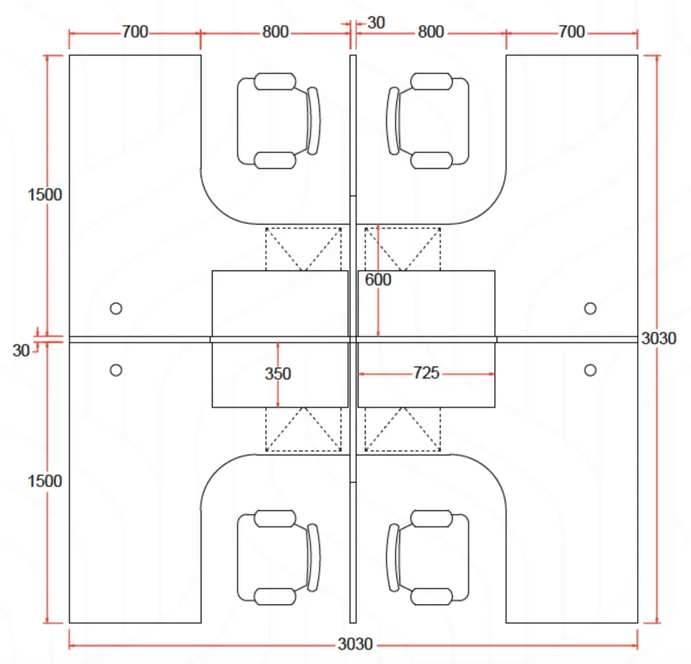 Office Workstation Table for 4 & more person Modern Design | Office Table Penang