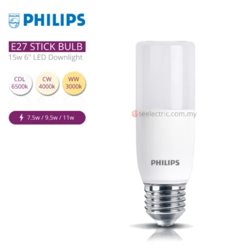 PHILIPS LED STICK BULB E27 7.5W / 9.5W / 11W READY STOCK 6500K / 3000K DAYLIGHT WARMWHITE