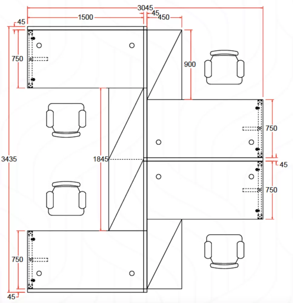 Office Workstation Table for 4 & More Person | Office Table Penang