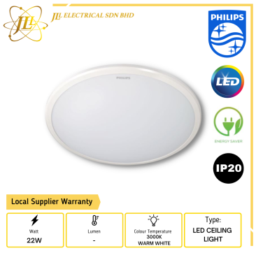 PHILIPS 30806 22W 110-240V IP20 3000K WARM WHITE LED CEILING LAMP