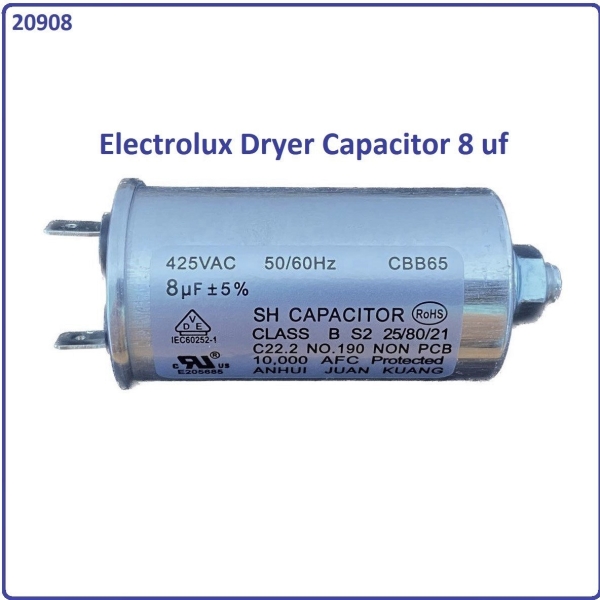 Code: 20908 Electrolux Dryer 8uf Capacitor for EDV600 / EDV605 / EDV705 / EDV6051 / EDV6552  Washer / Dryer Capacitor ICAR Italy Capacitor Parts Melaka, Malaysia Supplier, Wholesaler, Supply, Supplies | Adison Component Sdn Bhd