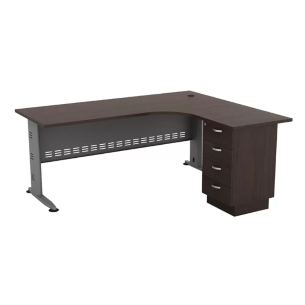 L-Shape Executive Table With Fixed Pedestal 4 Drawer｜Office Table Penang
