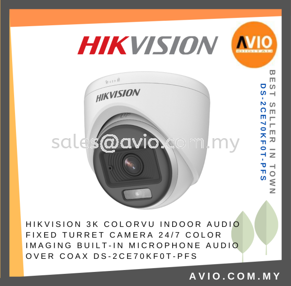 Hikvision 3K 5MP 5 Megapixel ColorVu Indoor Audio Mic Fixed Turret Analog CCTV Camera TVI CVI AHD CVBS DS-2CE70KF0T-PFS TVI ANALOG CAMERA HIKVISION Johor Bahru (JB), Kempas, Johor Jaya Supplier, Suppliers, Supply, Supplies | Avio Digital