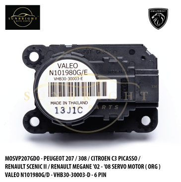 MOSVP207GDO - PEUGEOT 207 / 308 / CITROEN C3 PICASSO / RENAULT SCENIC II / RENAULT MEGANE '02 - '08 SERVO MOTOR ( ORG ) VALEO N101980G/D - VHB30-30003-D - 6 PIN