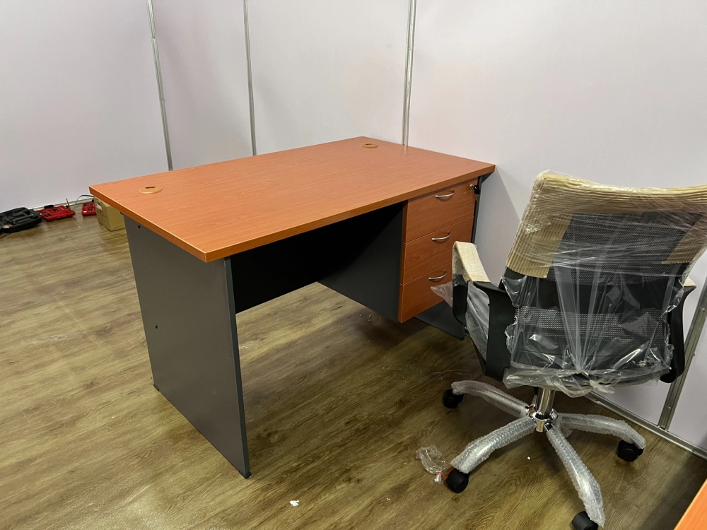Standard Office Rectangle Table Set C/W Fixed Pedestal 3D I Writing Table  I Office Table Penang
