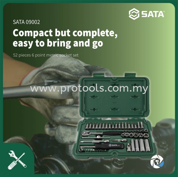 SATA 09002 52pcs 1/4 Drive 6 Point Metric Socket Set Others Johor Bahru (JB), Malaysia, Senai Supplier, Suppliers, Supply, Supplies | Protools Hardware Sdn Bhd