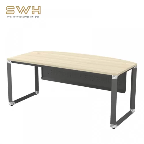 O Series Curve-Front Executive Table With Metal Front Panel | Office Table Penang