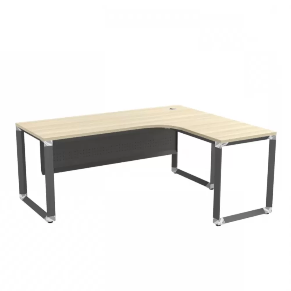 L-Shape Manager Table With Metal Front Panel｜Office Table Penang