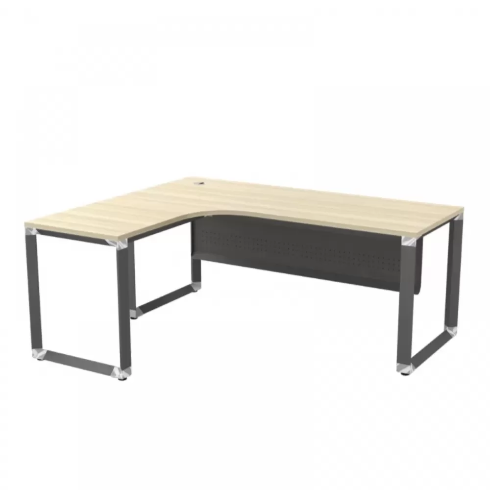 L-Shape Manager Table With Metal Front Panel｜Office Table Penang