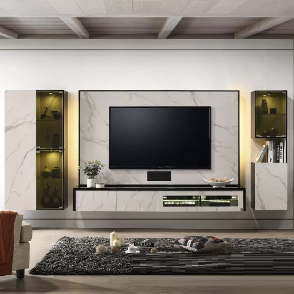 Hanging Wall Mounted Modern TV Cabinet With 5 Set Of Cabinet ...