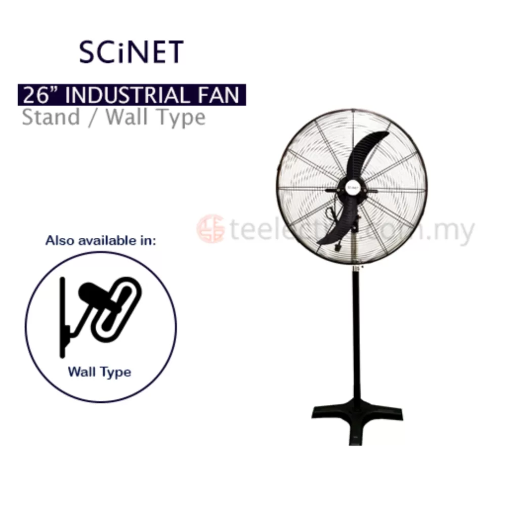 SCINET 26" HEAVY DUTY INDUSTRIAL WALL / STAND FAN KIPAS KILANG DINDING / BERDIRI