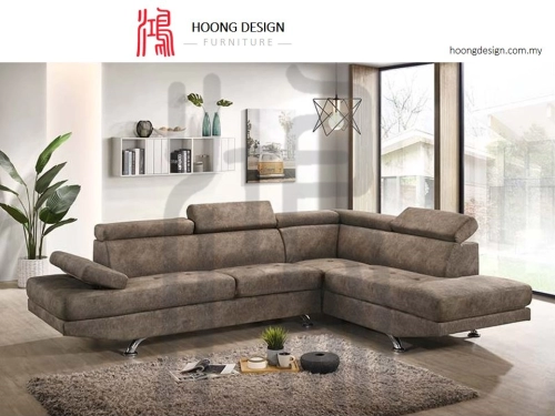 HF 990 L Corner Big L Shape Velvet Fabric Sofa Set