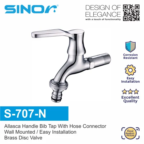 SINOR S-707-N BATHROOM FAUCET WALL BIB TAP_WASHING MACHINE TAP