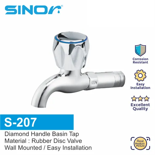 SINOR S-207 DIAMOND HANDLE WALL BI TAP BATHROOM WATER FAUCET WALL MOUNTED