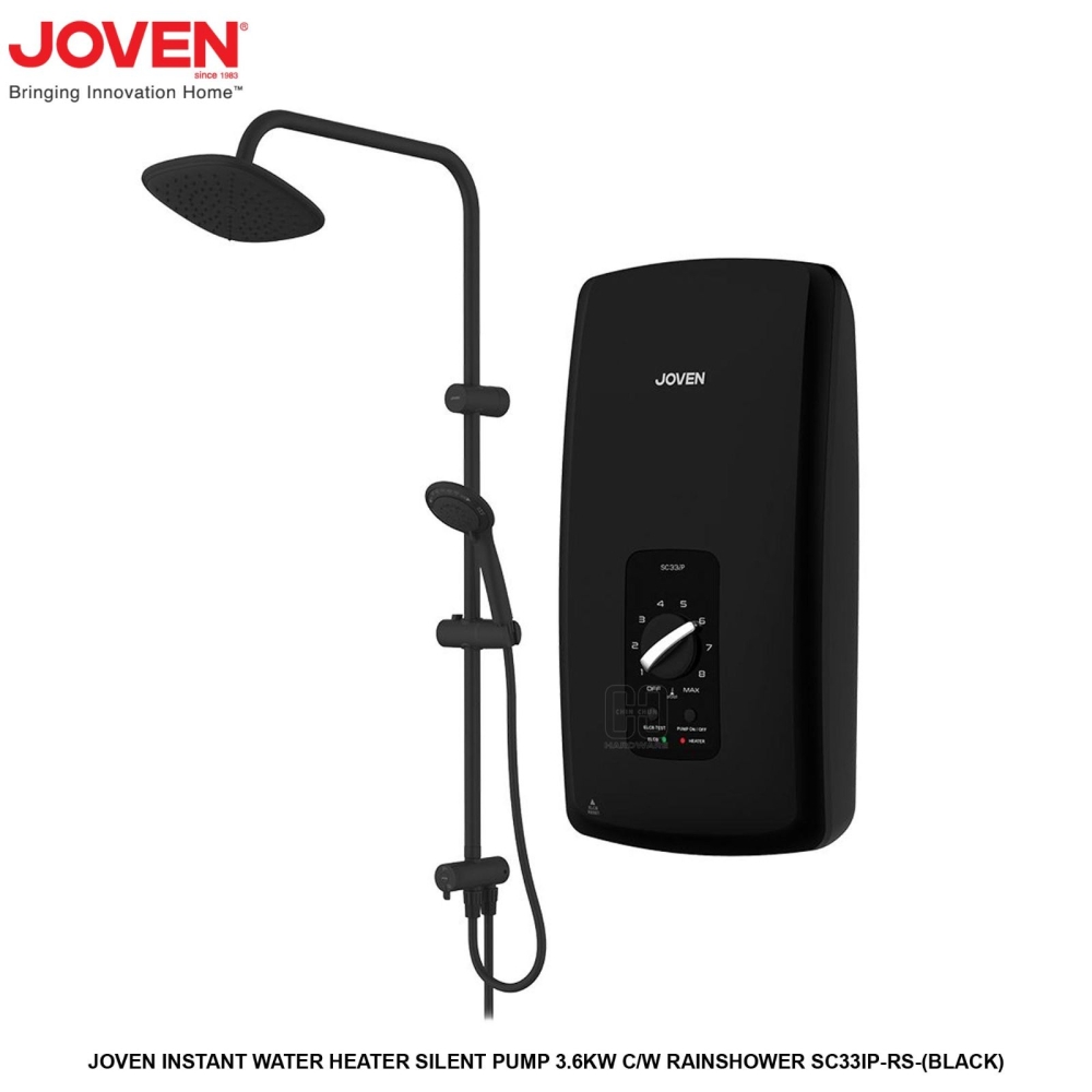 JOVEN INSTANT WATER HEATER SILENT PUMP 3.6KW COME WITH RAINSHOWER SC33IP RS BLACK