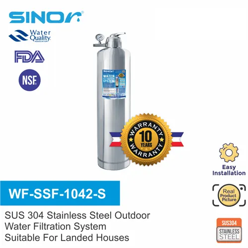 SINOR WF-SSF-1042-S STAINLESS STEEL WATER FILTRATION SYSTEM