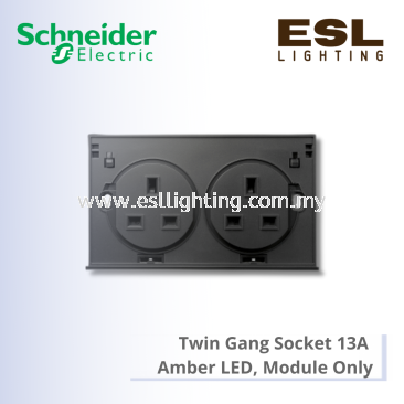 SCHNEIDER ULTI MECHANICAL TWIN GANG SOCKET AMBER LED 13A MODULE ONLY UST25 A00