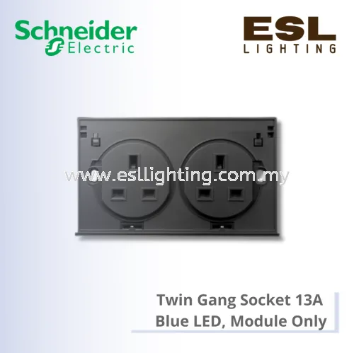 SCHNEIDER ULTI MECHANICAL TWIN GANG SOCKET BLUE LED 13A MODULE ONLY UST25 B00