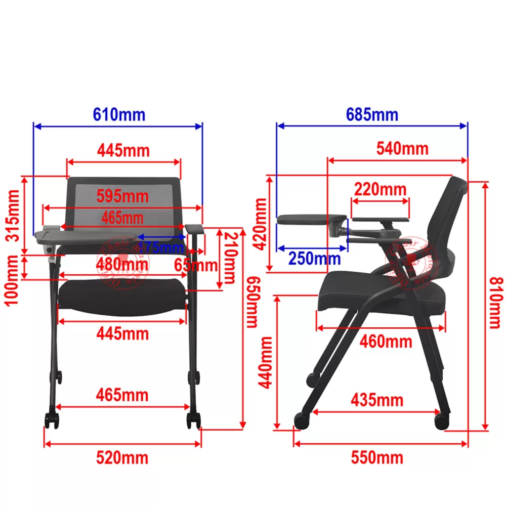 Foldable Mobile Mesh Chair with Writing Pad / Training Chair / Office Chair / Tuition Center Chair