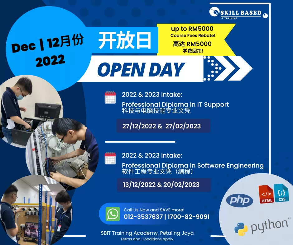 OPEN DAY - 2022 & 2023 - IT Course - IT Support | Software Engineering