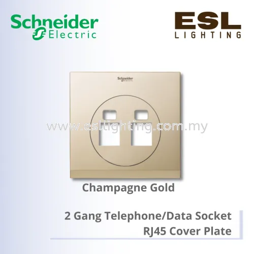 SCHNEIDER ULTI MECHANICAL 2 GANG TELEPHONE/DATA SOCKET, RJ45, COVER PLATE, CHAMPAGNE GOLD UDC32TD_XC