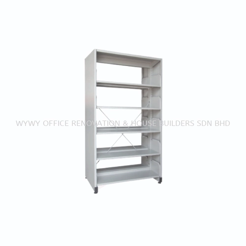 LIBRARY RACK DOUBLE SIDED WITH SIDE PANEL 5 LEVEL