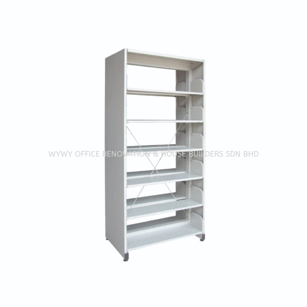 LIBRARY RACK DOUBLE SIDED WITH SIDE PANEL 6 LEVEL