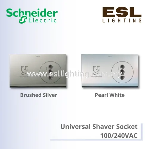 SCHNEIDER ULTI MECHANICAL UNIVERSAL SHAVER SOCKET, 100/240VAC, BRUSHED SILVER, PEARL WHITE US727H_XB